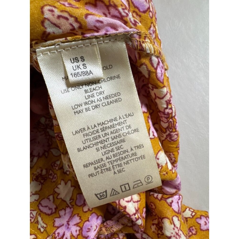 Free People Molly Jo Midi Maxi Dress Women Small Tiered Mustard Floral Smocked - Picture 7 of 16